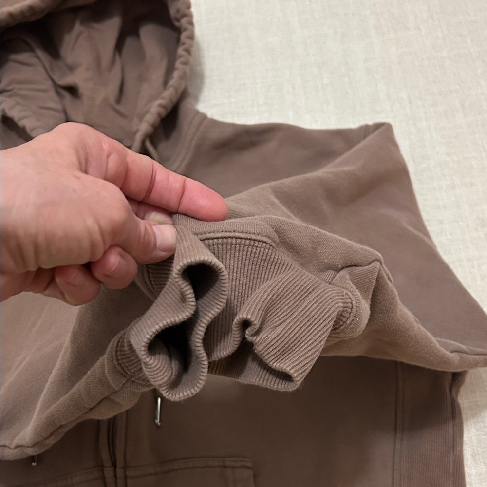 Quince Hoodie Women’s XS Taupe Organic Cotton Zip Up Super Soft - Picture 4 of 12